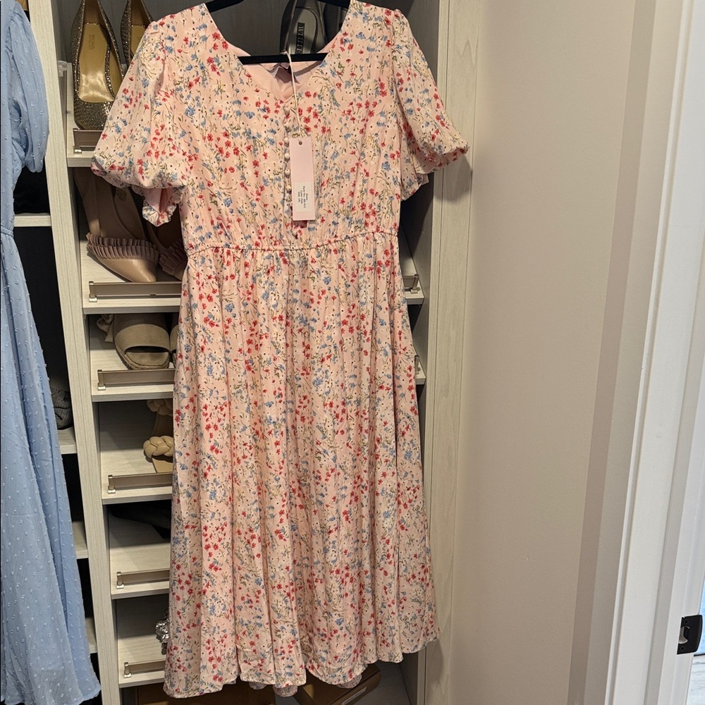 JessaKae Pink Floral Midi Dress